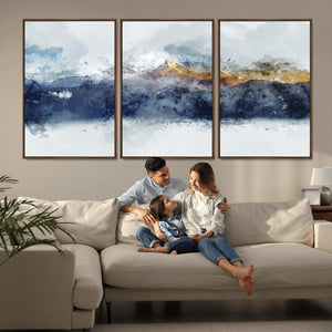 Abstract Mountain Range Art Canvas Print | 3 Panel