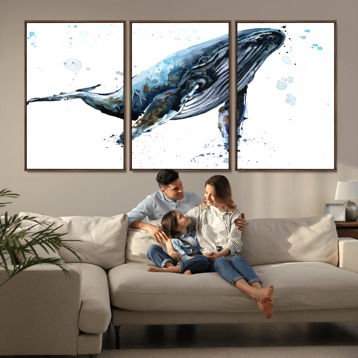 Watercolor Whale Wall Art Canvas Print