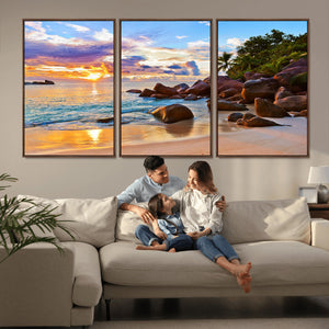 Tropical Island Beach Sunset Canvas Print