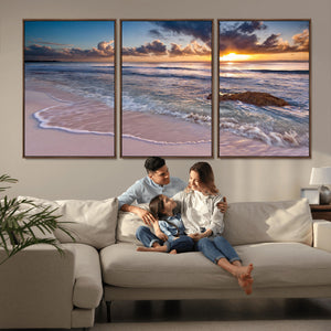 Sea Ocean Sunset Beach Wall Art Canvas Print