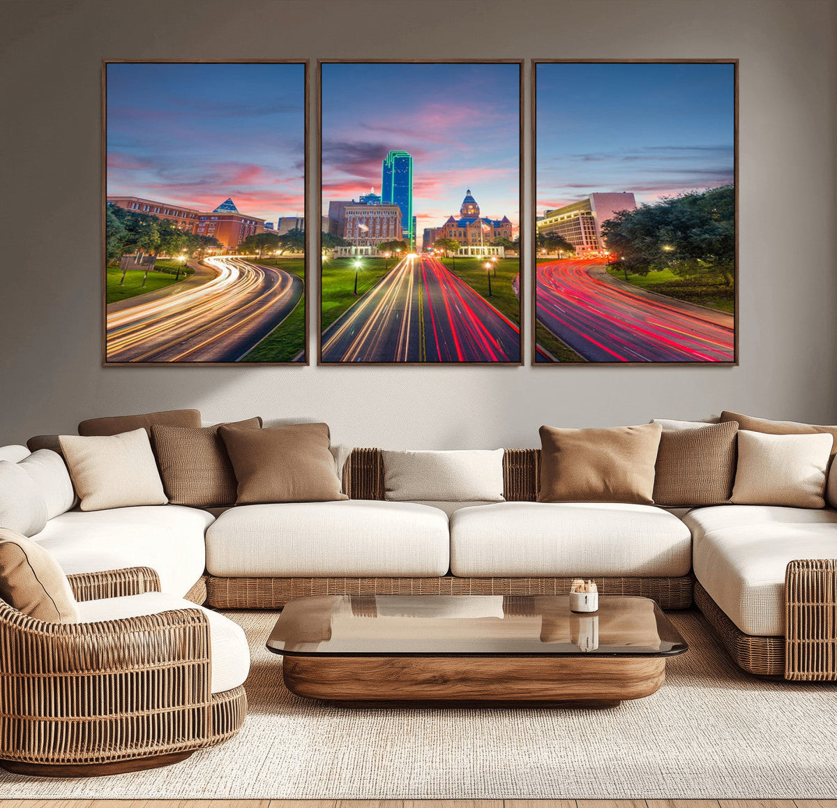 Dallas City Lights Large Wall Art Dallas Cityscape Canvas