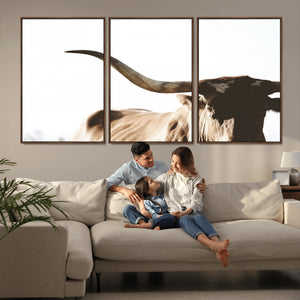 Texas Longhorn Wall Art Canvas Print | 3-Panel Large