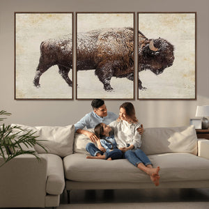Buffalo Wall Art, Western Bison Canvas Print, Rustic Buffalo