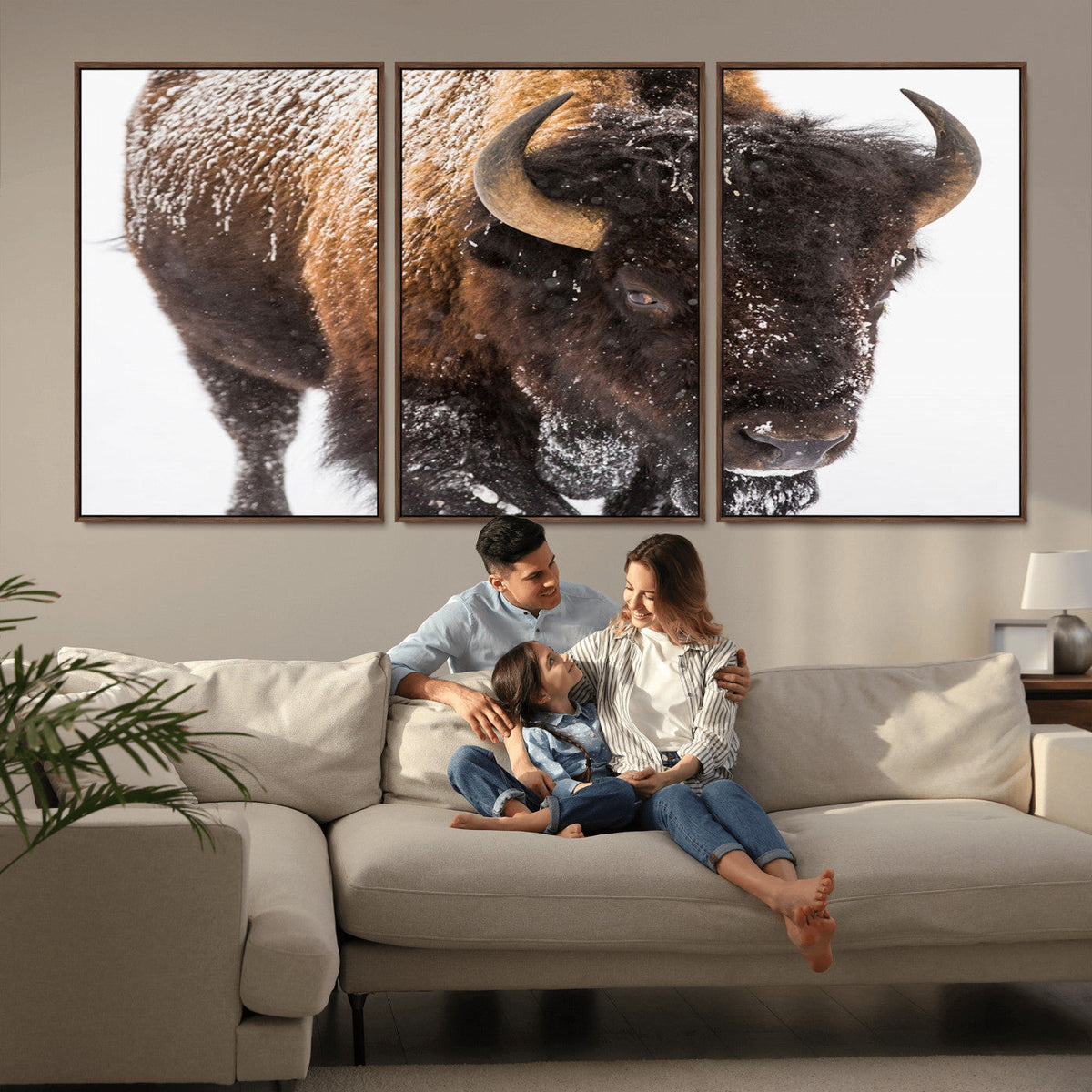 Bison Wall Art Canvas Print For Farmhouse, Wild Animal Wall
