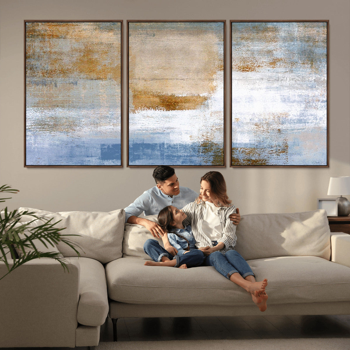 Blue Multi Panel Abstract Wall Art Canvas, Abstract Blue and