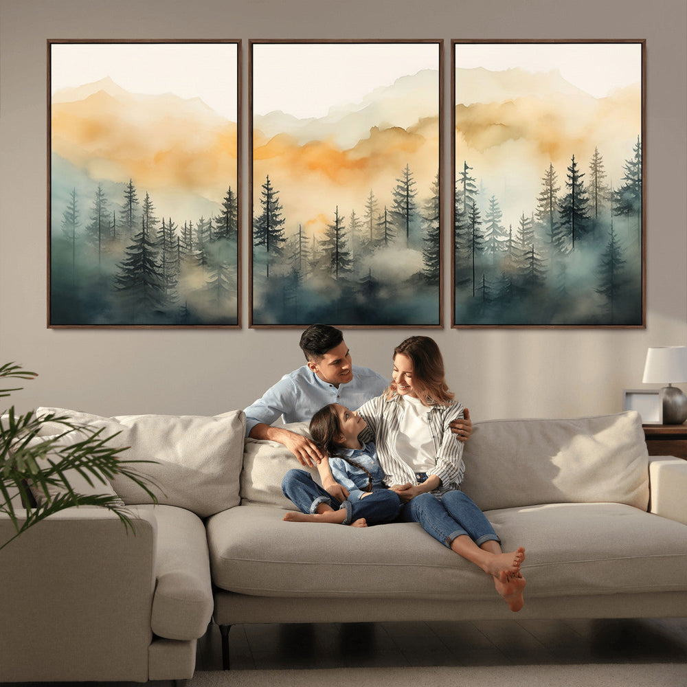 Abstract Forest Print - Mountain Wall Art | Autumn Landscape