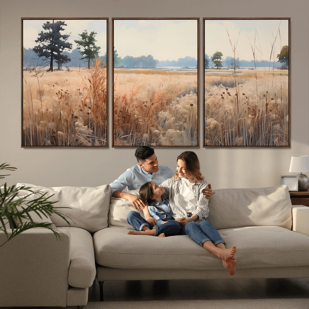 Golden Fields Canvas Wall Art Print – Serene Landscape of