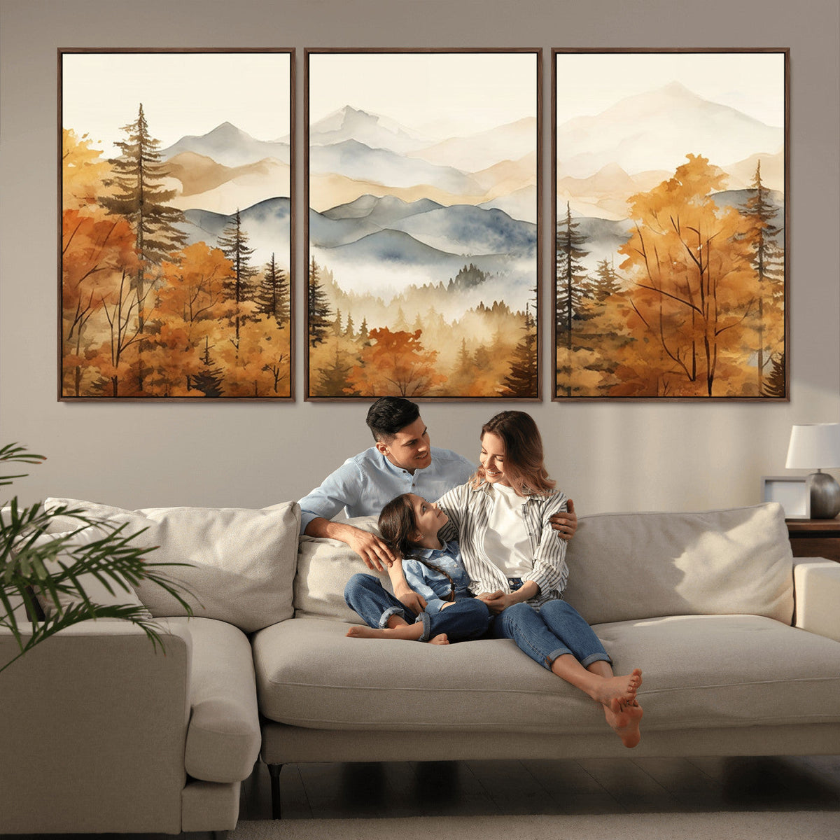 Golden Autumn Forest Wall Art Canvas | Mountain Landscape