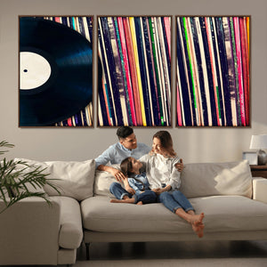 Vinyl Record and Album Collection Canvas Wall Art - Retro