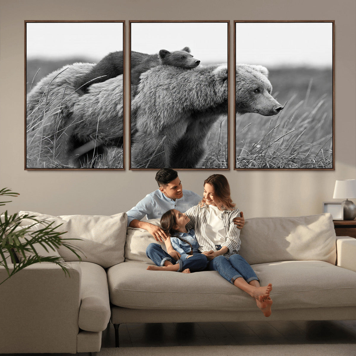 Bear and Cub Wall Art Canvas | 399 Bear Cub