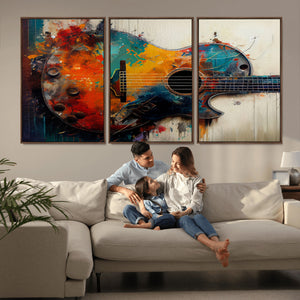 Abstract Guitar Wall Art Canvas | Vibrant Music-Inspired Art