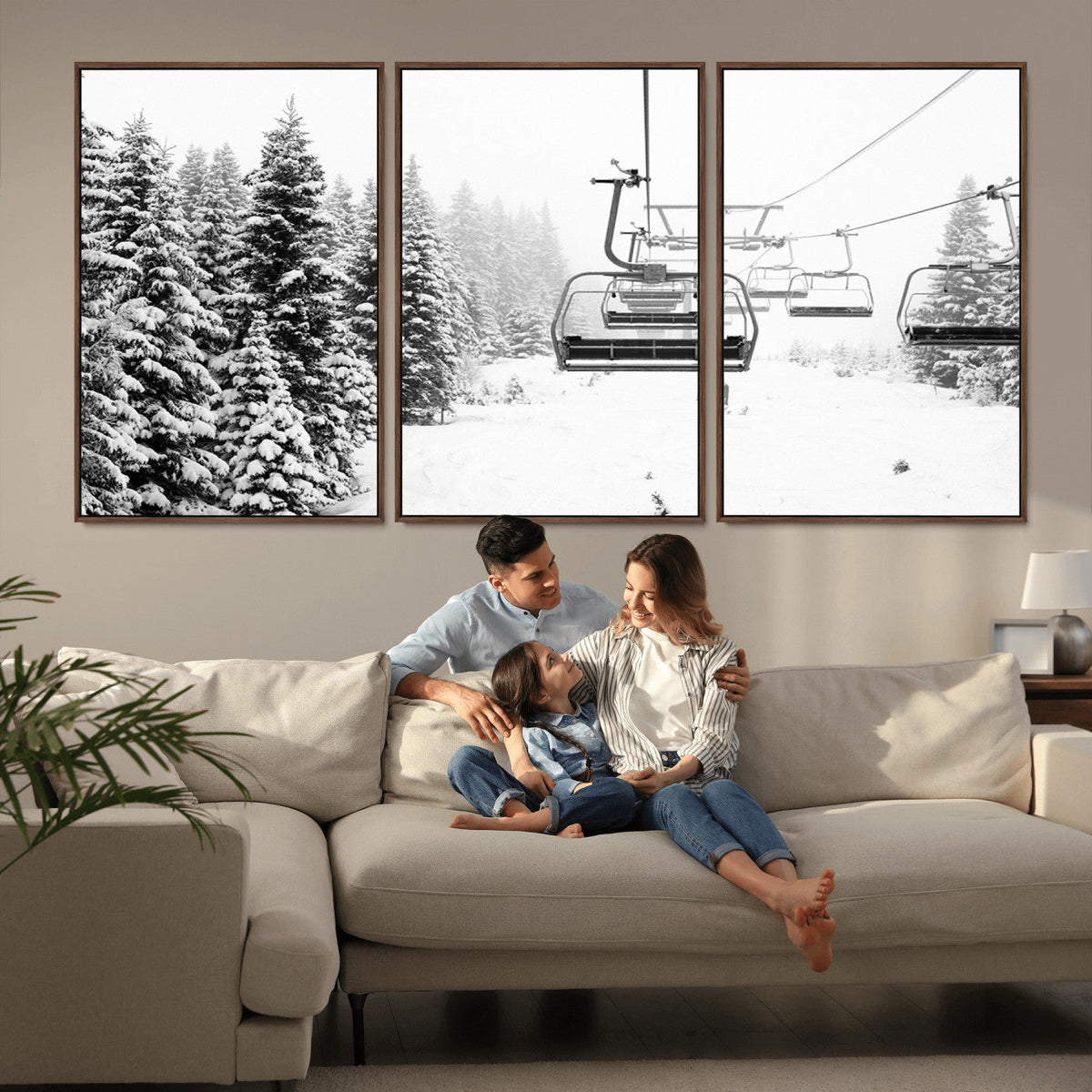 Ski Wall Art - Ski Lift Wall Art Canvas Print Snow Covered