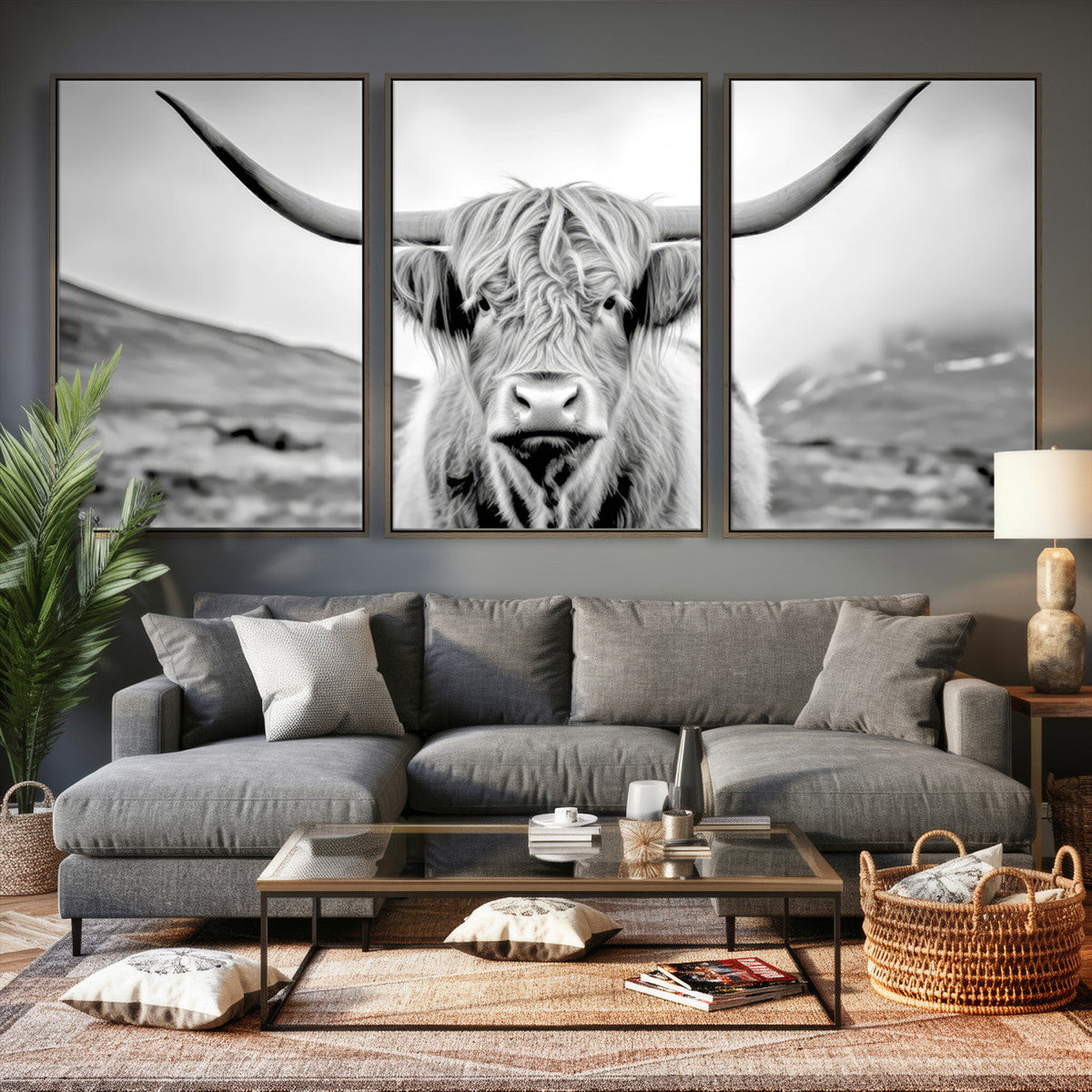 Scottish Cow Wall Art Canvas Print