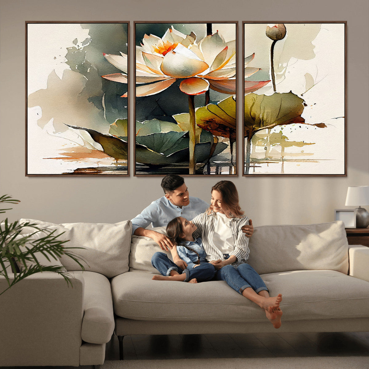 Lotus Flower Watercolor Canvas Print – A Symbol of Serenity