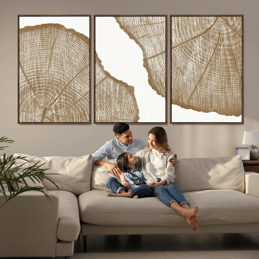 Rustic Brown Tree Ring Wall Art Canvas Print – Framed and