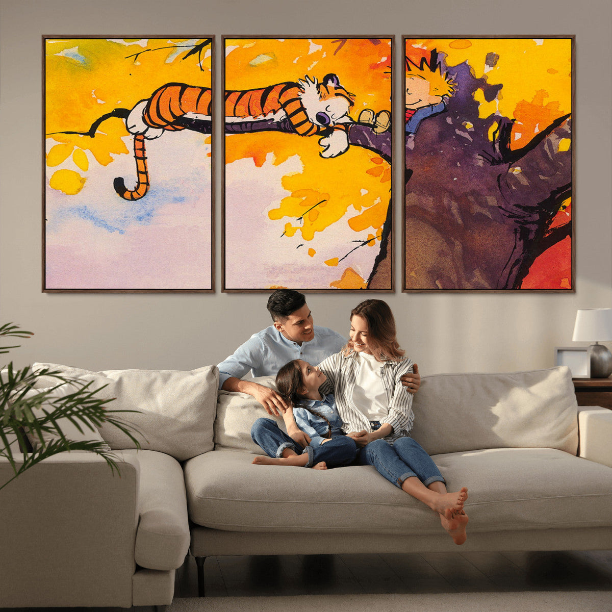 Calvin and Hobbes Tree Scene Canvas Print | 3 Panel Large