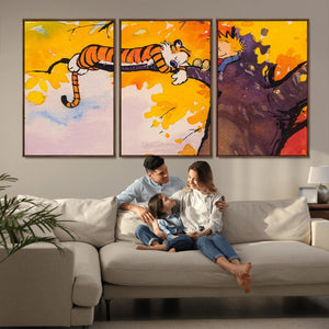 Calvin and Hobbes Tree Scene Canvas Print | 3 Panel Large