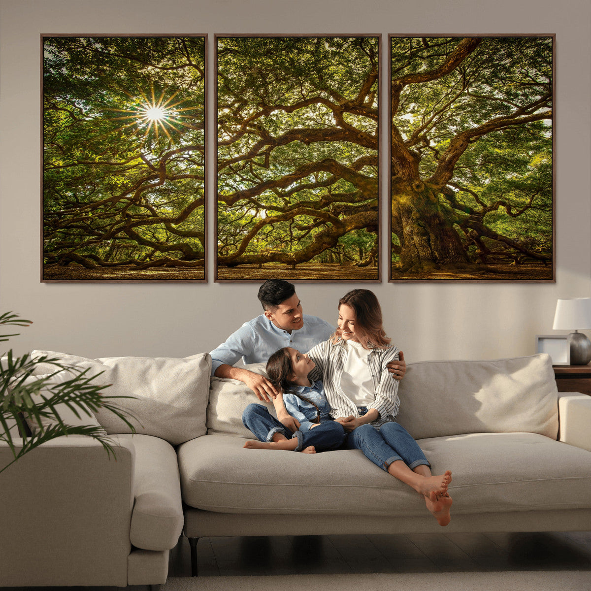 Ancient Angel Oak Tree Art Sunburst Canvas Print-