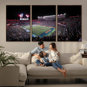 Ben Hill Griffin Stadium Night Game Triple Canvas Wall Art -