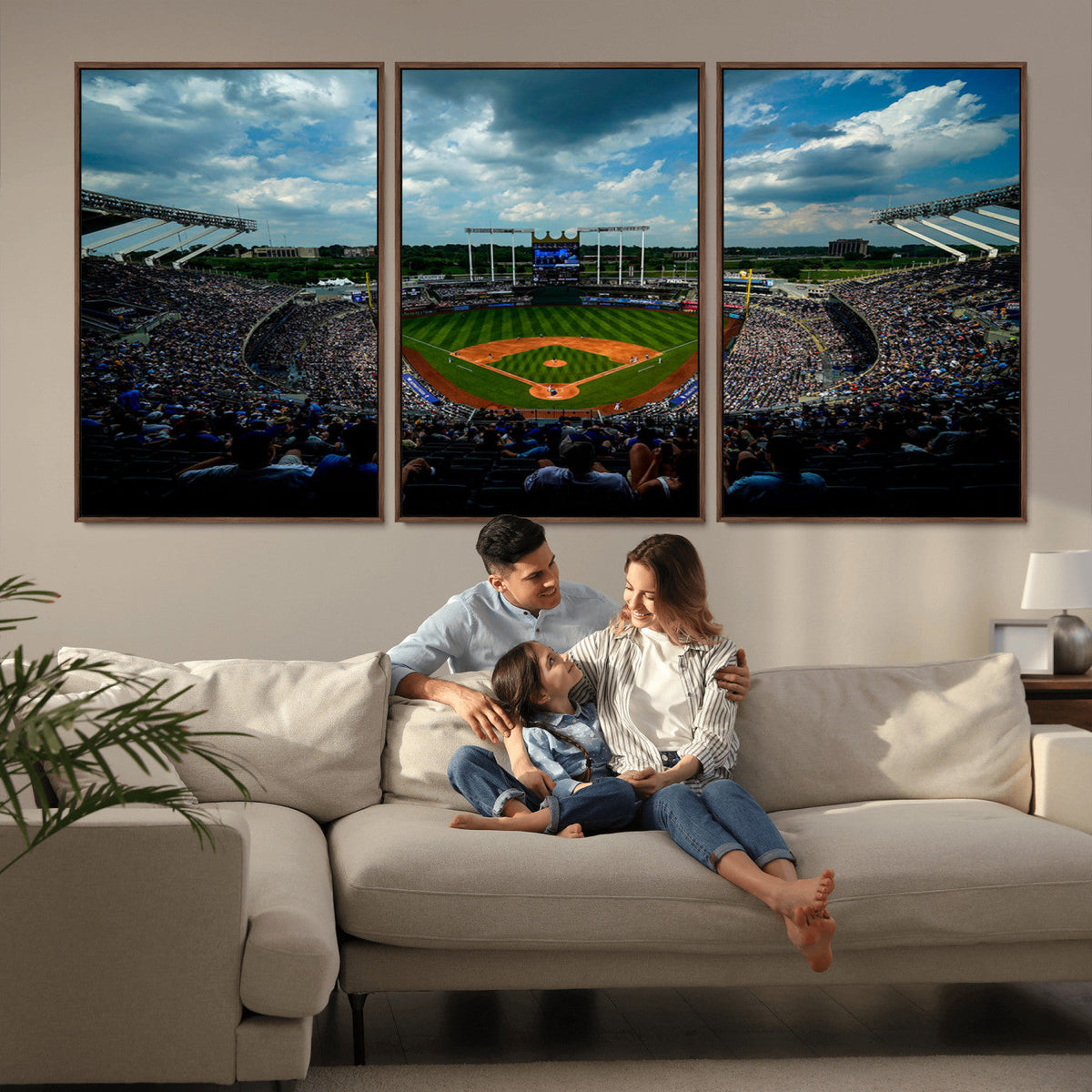 3-Panel Kauffman Stadium Wall Art Print | Large Kansas City