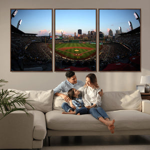 PNC Park Evening Game Triple Canvas Wall Art - Pittsburgh