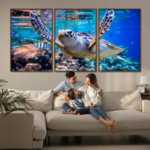 Underwater Sea Turtle Wall Art Canvas Print – Vibrant Ocean
