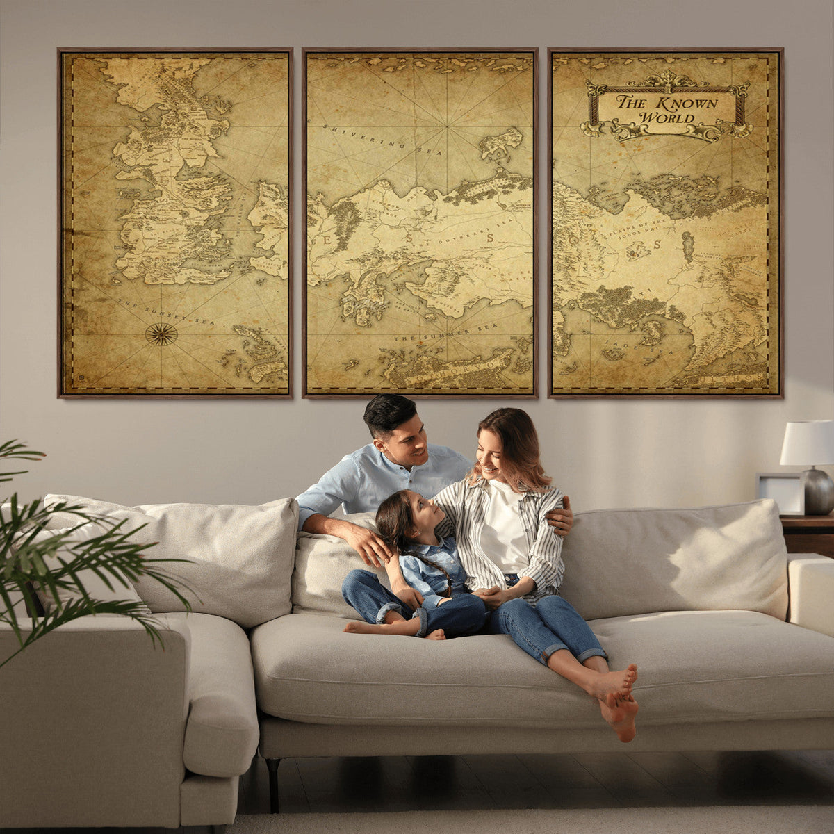Vintage Game of Thrones Map Wall Art | Westeros and Essos