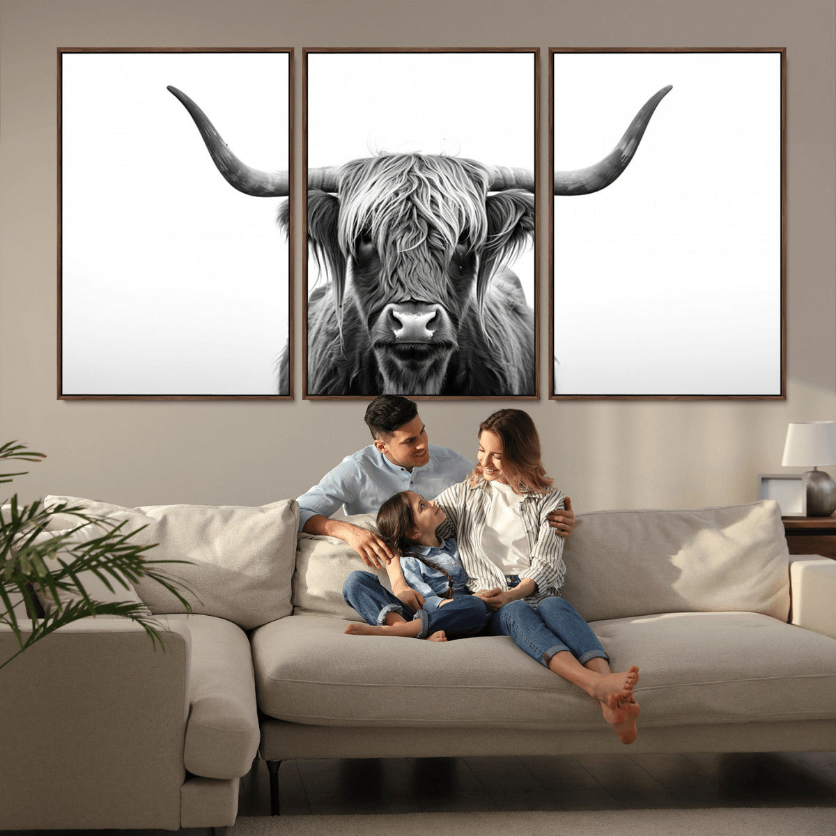 Highland Wall Art Canvas Print – Minimalist Black and White