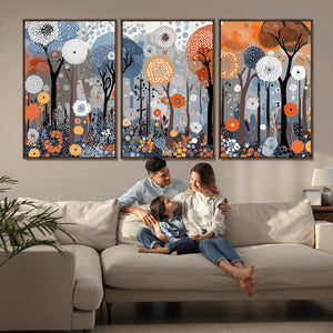Abstract Winter Landscape Canvas Wall Art Print - Large