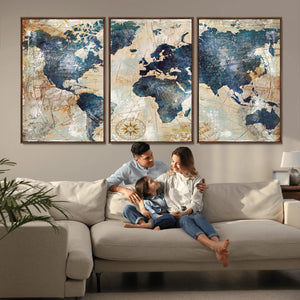 World Map Canvas Print – Framed Wall Art for Couples,