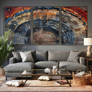 Abstract Tree Ring Wall Art Canvas Print