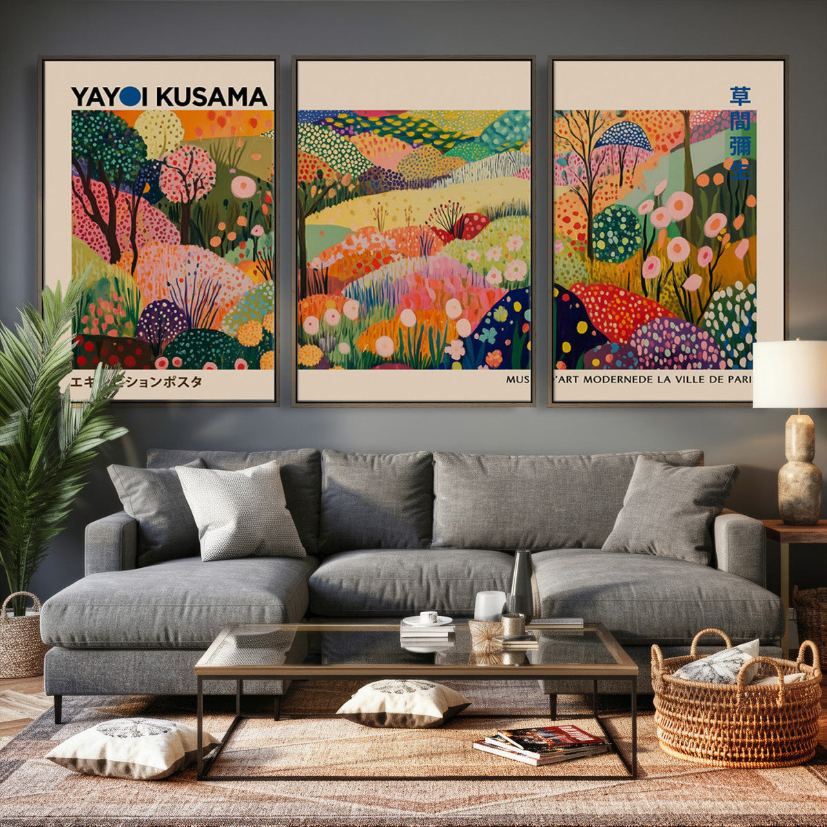 Yayoi Kusama Japanese Art Canvas Print, Abstract Art, Large