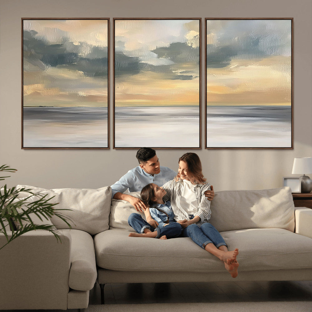Modern Coastal Artwork with Vibrant Abstract Ocean Waves