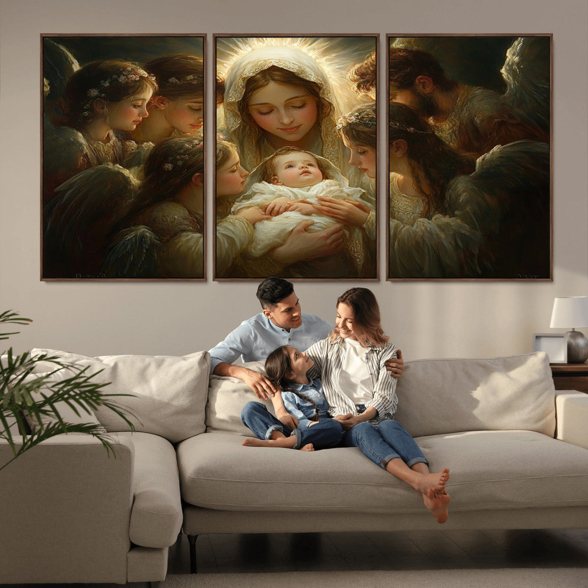 Mary Jesus Canvas Wall Art Print - Madonna and Child with