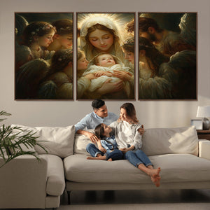 Mary Jesus Canvas Wall Art Print - Madonna and Child with
