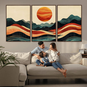 Mountain Triptych Wall Art Canvas Print – Western Nature