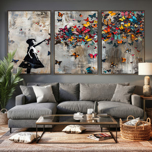 Butterfly Girl Wall Art – Vibrant Street Style Canvas Print,
