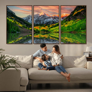 Maroon Bells Lake Wall Art Canvas Print – Framed Majestic