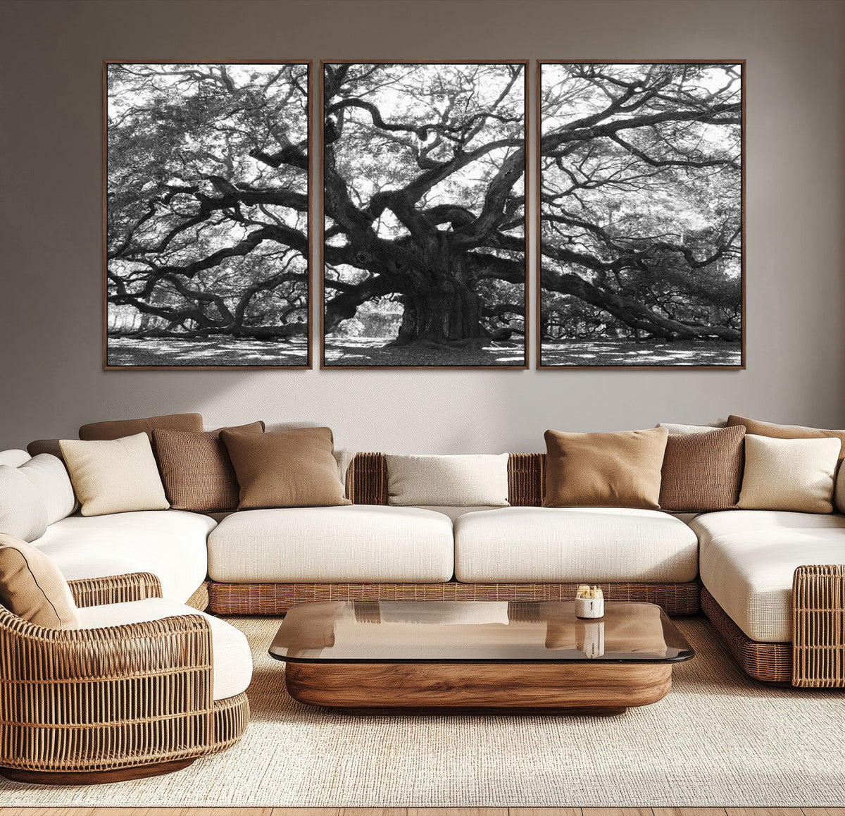 Ancient Oak Wall Art Canvas Print, Majestic Twisted Branches