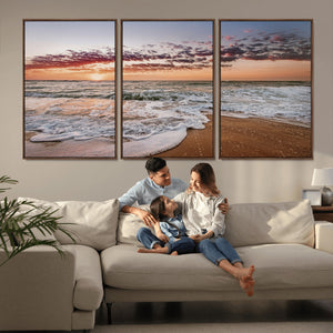 Ocean Sunset Wall Art Canvas Print – Framed Sandy Shore