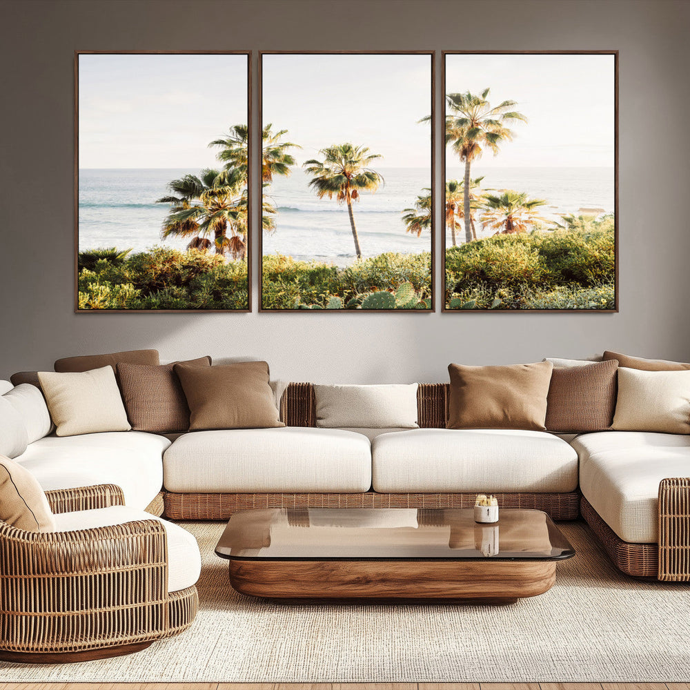 California Coast Palm Trees Wall Art Canvas Print – Framed