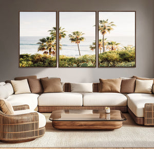 California Coast Palm Trees Wall Art Canvas Print – Framed