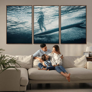 Underwater Surf Wall Art – Framed Ocean Wave Canvas Artwork,