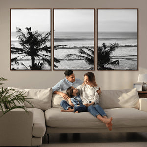 Tropical Coastline Wall Art Canvas Print – Framed Palm Trees