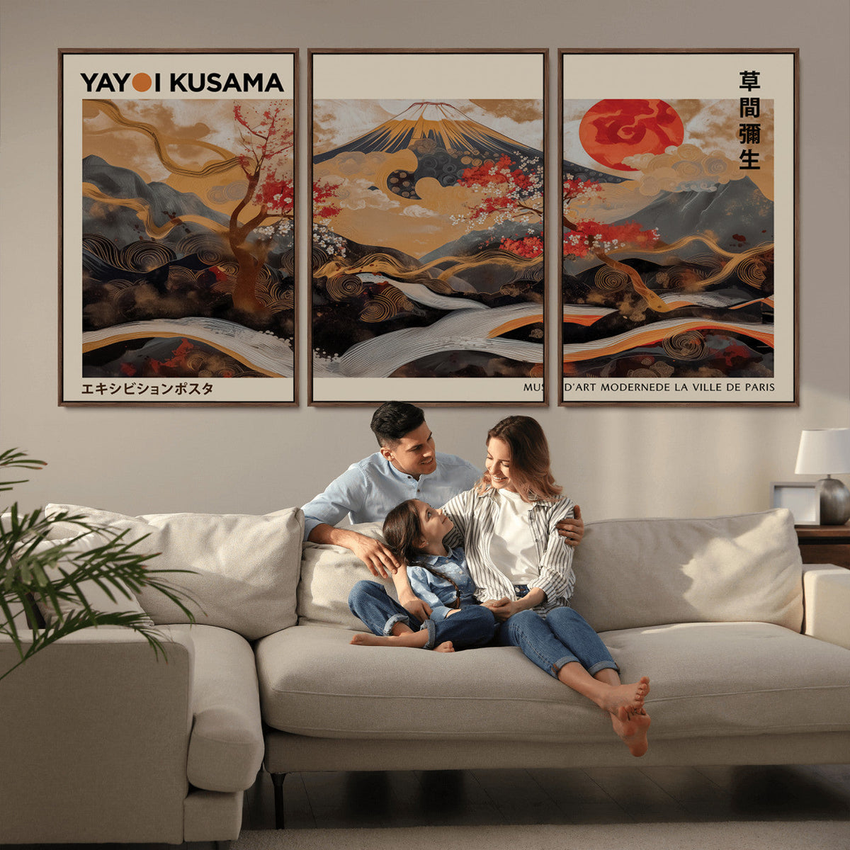 Modern Japanese Wall Art Canvas Print – Framed Abstract