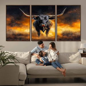 Longhorn Canvas Wall Art Canvas Print – Framed Bold Bull