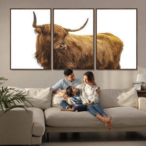 Highland Cow Wall Art Canvas Print – Framed Farmhouse Rustic