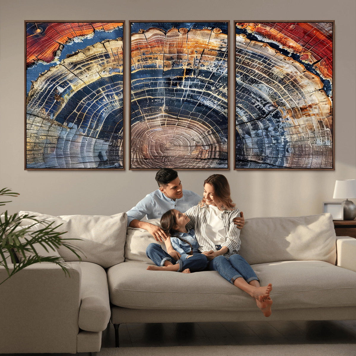 Tree Rings Wall Art Canvas Print – Framed Wood Art Picture