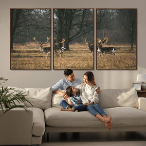 Deer Wall Art Canvas Print – Framed Rustic Wildlife Stags