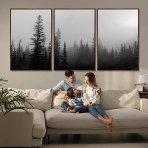 Misty Pines Wall Art Canvas Print – Framed Woodland